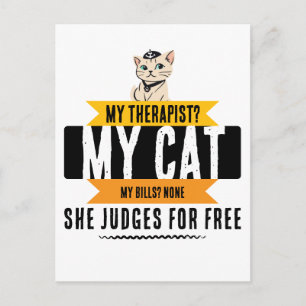 Grappige kattherapeut citaat humor voor kattenlief briefkaart