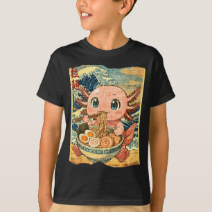 Grappige Kawaii Axolotl Ramen Noedel Kom Japanse W T-shirt