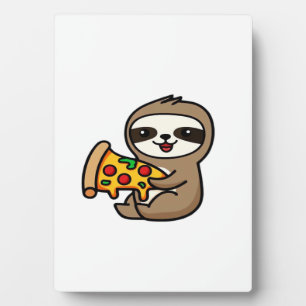 Grappige Kawaii Chibi Luiaard met Pizza � Lieve Ca Fotoplaat