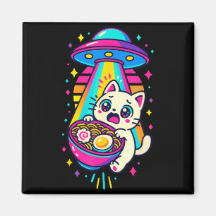 Grappige Kawaii Kat Ramen Ufo Japanse Anime Vrouwe Magneet
