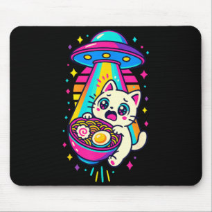 Grappige Kawaii Kat Ramen Ufo Japanse Anime Vrouwe Muismat