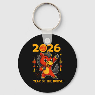 Grappige Kawaii Maan- 2026 Jaar Van Het Paard Chin Sleutelhanger