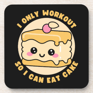 Grappige Kawaii Taart Workout Citaat Bier Onderzetter