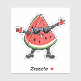 Grappige Kawaii Watermeloen Lachend met Zonnebril Sticker