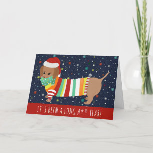 Grappige Kawaii Worsthond Kerst 2021 Feestdagen Kaart