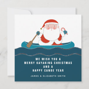 Grappige Kayaking Canoe Kerstkaarten Feestdagenkaart