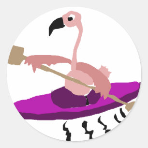 Grappige Kayaking Flamingo Ronde Sticker