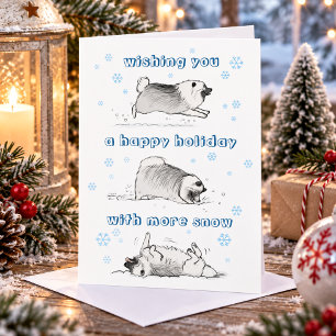 Grappige Keeshond Cartoon Hond Sneeuw Kerstmis X Feestdagen Kaart