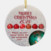 Grappige Kegelbalornament Keramisch Ornament (Voorkant)