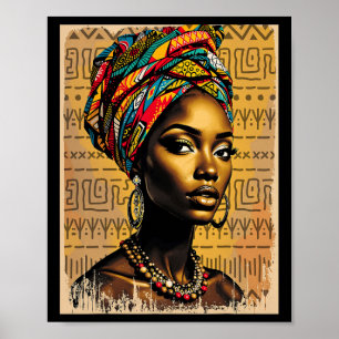 Grappige Kente Doek Hoofd Wrap Afro-Amerikaanse Vr Poster