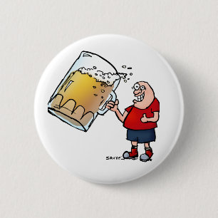 Grappige Kerel Met Maar ÉÉN Grote Bier Ronde Button 5,7 Cm