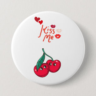 Grappige kersen in de liefde ronde button 7,6 cm
