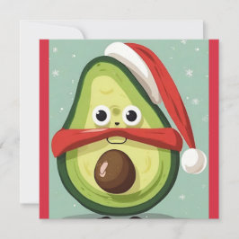 Grappige kerst avocado in Santa Hat en Sjaal Feestdagenkaart