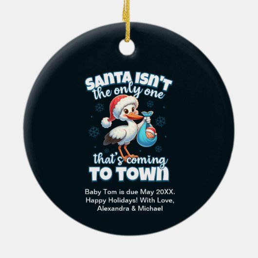 Grappige kerst Baby zwangerschapsaankondiging Keramisch Ornament (Achterkant)