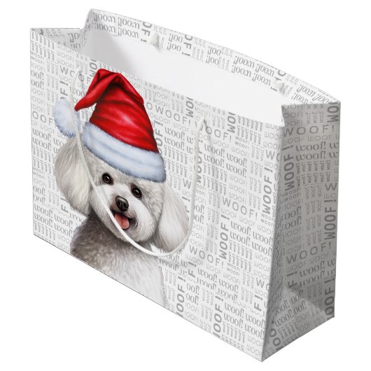 Grappige kerst Bichon Frise Hond Groot Cadeauzakje (Achterkant Gekanteld)