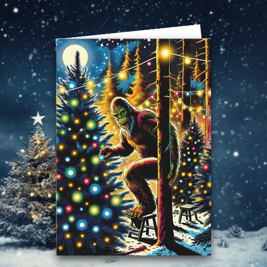Grappige kerst Bigfoot gepersonaliseerd Feestdagen Kaart