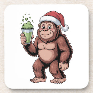 Grappige kerst Bigfoot houden Matcha Bier Onderzetter