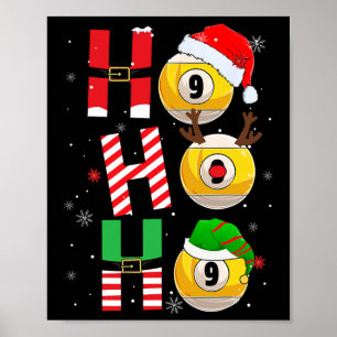 Grappige kerst biljart Ho Ho Kerstmis Matching P Poster