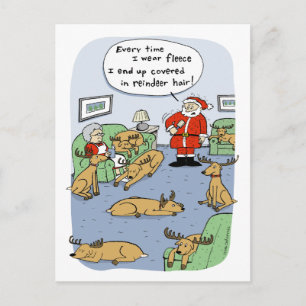 Grappige kerst Cartoon rendier haar en fleece Feestdagenkaart