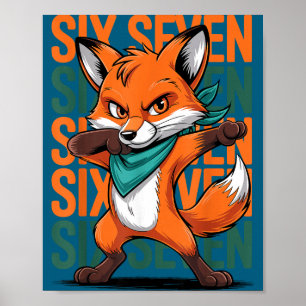 Grappige Kerst Cool Vos Dabbing Xmas Dab Zes Zeven Poster