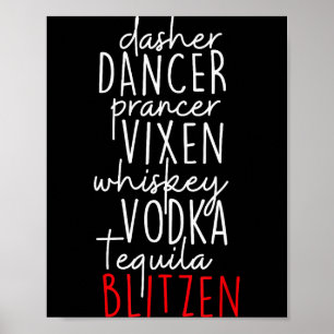Grappige kerst Dasher Dancer Prancer Vixen Whiske Poster