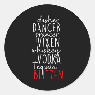 Grappige Kerst Dasher Dancer Prancer Vixen Whiske Ronde Sticker