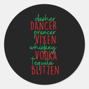 Grappige Kerst Dasher Dancer Prancer Vixen Whiske Ronde Sticker