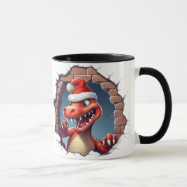 Grappige kerst dino gekraakt klassieke koffie mok