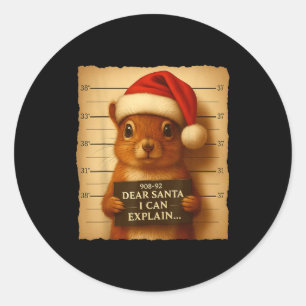 Grappige Kerst Eekhoorn - Cute Eekhoorn Kerstman H Ronde Sticker