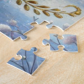 Grappige kerst eenhoorn met krans legpuzzel (Zijkant)