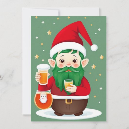 Grappige Kerst Elf Platte Kerstkaart (Voorkant)