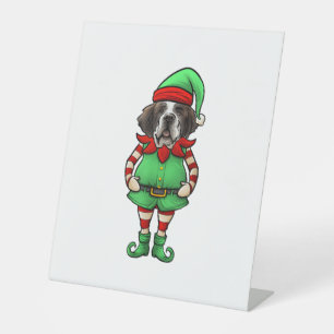 Grappige Kerst Elf St Bernard Dog Saint Bernard Reclamebord Met Voetstuk