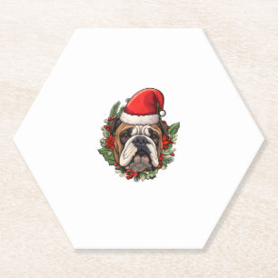 Grappige kerst Engelse Bulldog Kartonnen Onderzetters