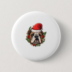 Grappige kerst Engelse Bulldog Ronde Button 5,7 Cm