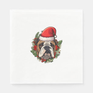 Grappige kerst Engelse Bulldog Servet