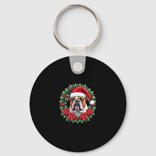 Grappige kerst Engelse Bulldog Tanktop Sleutelhanger (Voorkant)