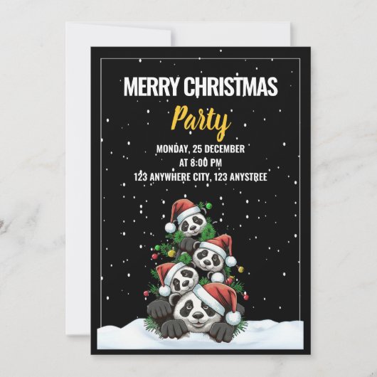 Grappige kerst feest uitnodiging, Panda kerst Kaart (Voorkant)