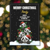 Grappige kerst feest uitnodiging, Panda kerst Kaart