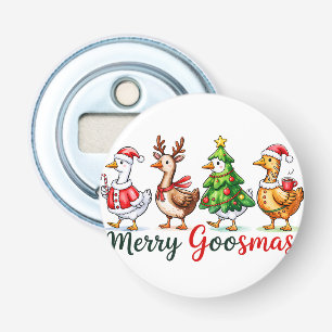 Grappige kerst Gekke gans Button Flesopener