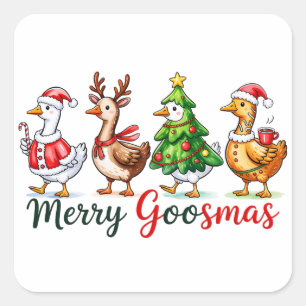 Grappige kerst Gekke gans Vierkante Sticker
