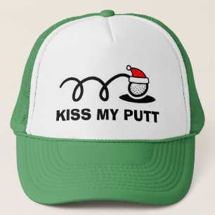 Grappige Kerst golfhoed   Kus mijn putt Trucker Pet