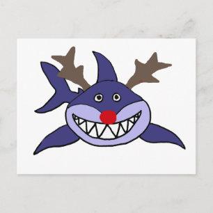 Grappige kerst haai rendieren feestdagenkaart