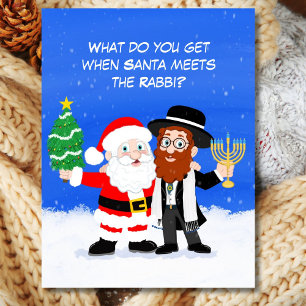 Grappige Kerst-Hanukkah: Kerstman ontmoet de Rabbi Briefkaart