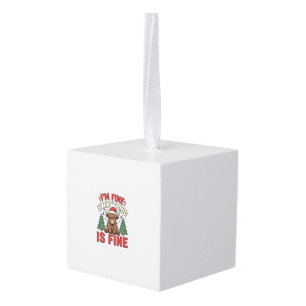Grappige kerst Highland koe Ik ben prima Alles is  Kubus Ornament
