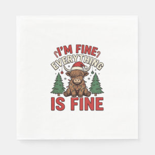 Grappige kerst Highland koe Ik ben prima Alles is Servet