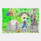 Grappige Kerst Hond, Kat en Muis Keuken Handdoek (Horizontaal)