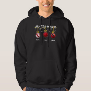 Grappige Kerst Hond Vrede Liefde Pitbull Lover Hoodie