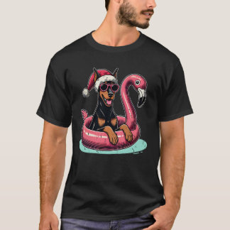 Grappige kerst in juli Dobermann hond Kerstman Fla T-shirt
