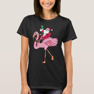 Grappige kerst in juli kerstman flamingo zomer t-shirt