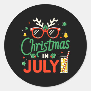 Grappige kerst in juli met zonnekleren voor de zom ronde sticker